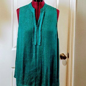 41 Hawthorn Pleat Ruffle Front Long Sleeveless Top